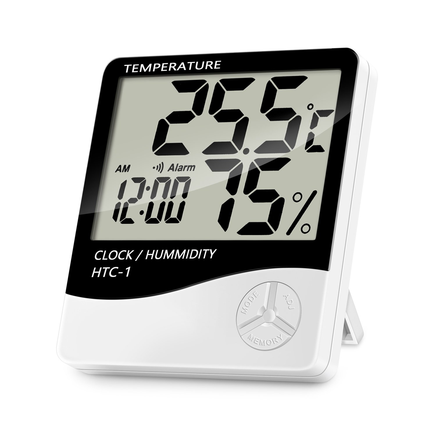 Lanhiem Indoor Digital Thermometer Hygrometer, Accurate Room Temperature Gauge Humidity Monitor with Alarm Clock - Easy to Read, Max / Min Records, LCD Display for Home Office Comfort