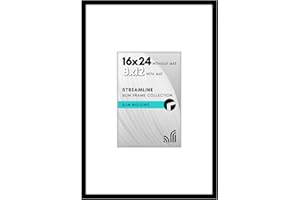 Americanflat 16x24 Poster Frame with Polished Plexiglass - Use as 8x12 Frame with Mat or Display 16x24 Photo Without Mat - Streamline Collection - Thin Border Picture Frames for Wall - Black