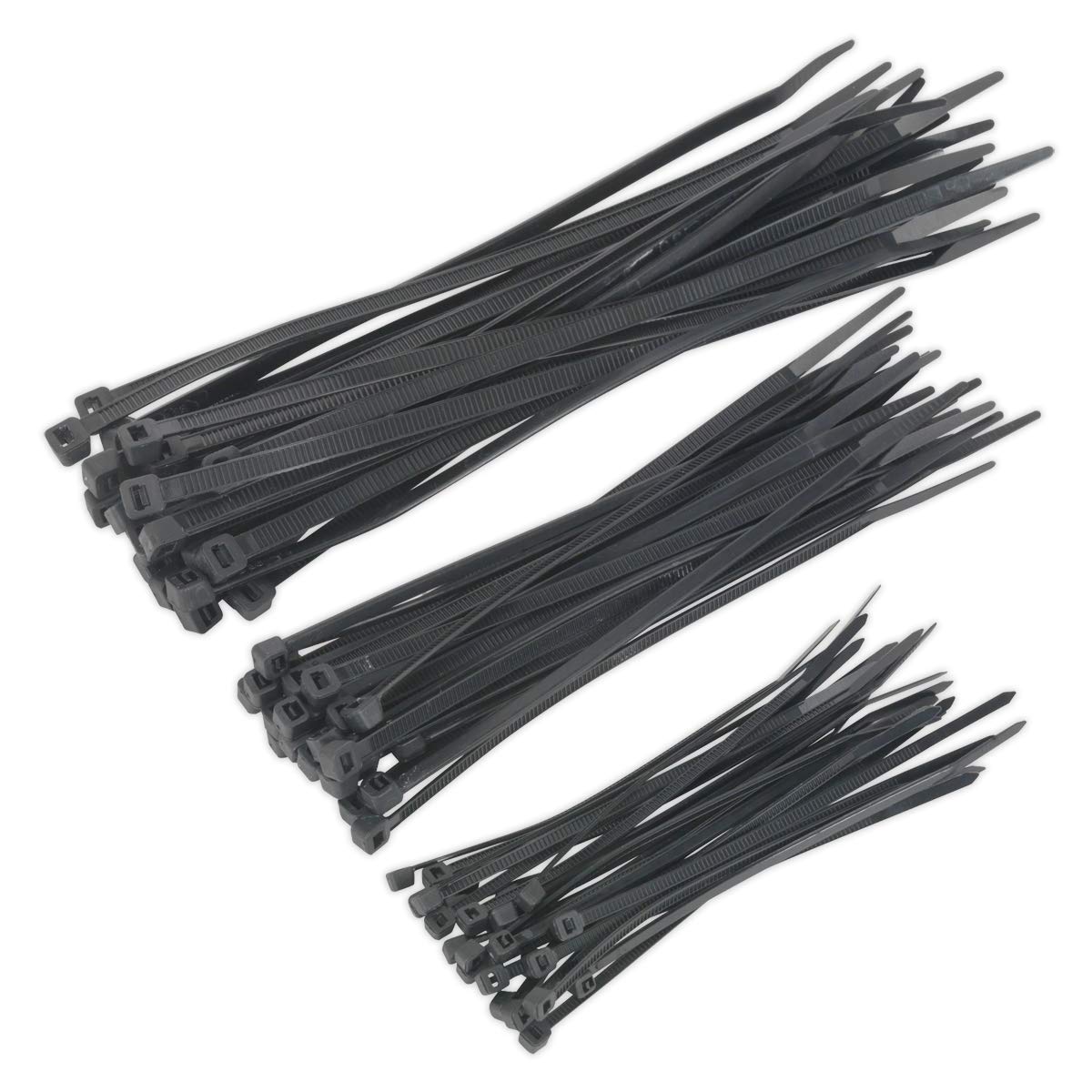 Sealey Ct75B Cable Ties Assorted Black 75Pc