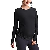 CRZ YOGA Cloudweight Maternity Long Sleeve Tops for Women Ruched Pregnancy Workout Casual Athletic Shirts Soft Lightweight