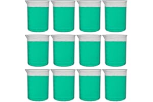 SEOH 250ml Plastic Beaker, Low Form, Reusable, Polypropylene, Molded Graduations (Pack of 12)