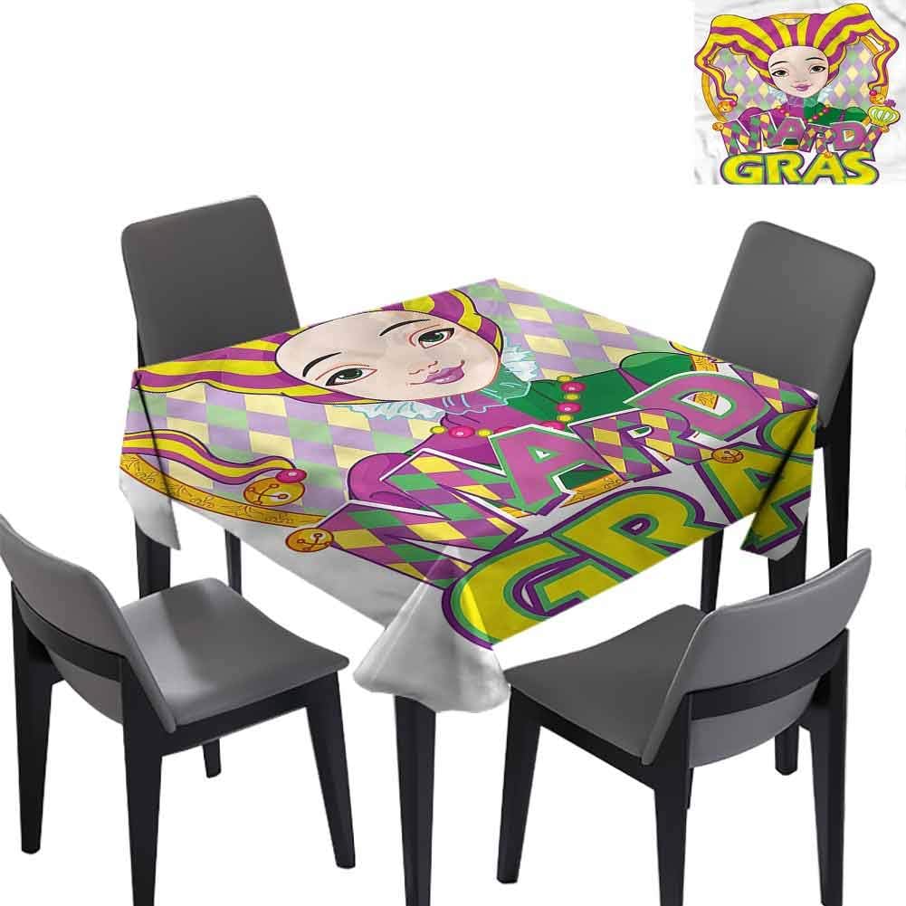 Mardi Gras Anti-Fading Tablecloths Carnival Girl in Hat Party Decorations Table Cover Cloth 50x50 inch