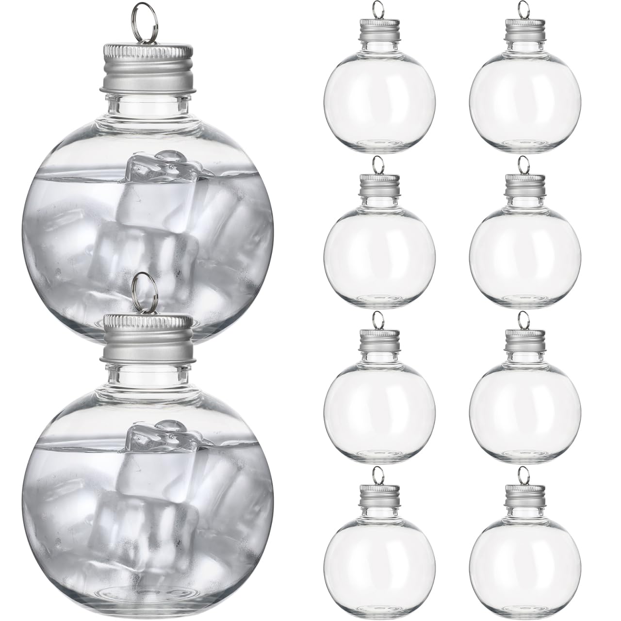 Photo 1 of 10pcs Clear Plastic Fillable Ornament Balls, 150ml Transparent Juice Bottles Christmas Tree Fillable Ornaments Bulb Shape for Party Wedding Decor