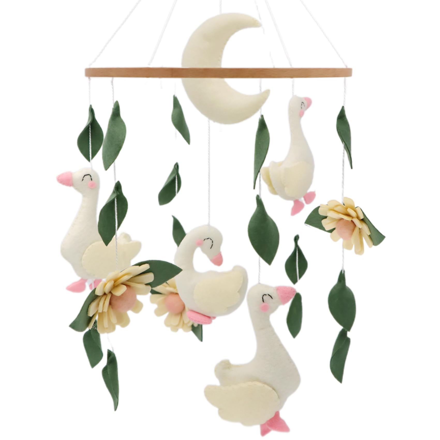Photo 1 of Gueiddi Goose Mobile for Crib Handmade Felt Nursery Decor Crib Mobile Goose for Bassinet Baby Shower Newborn Baby Gift (Goose)