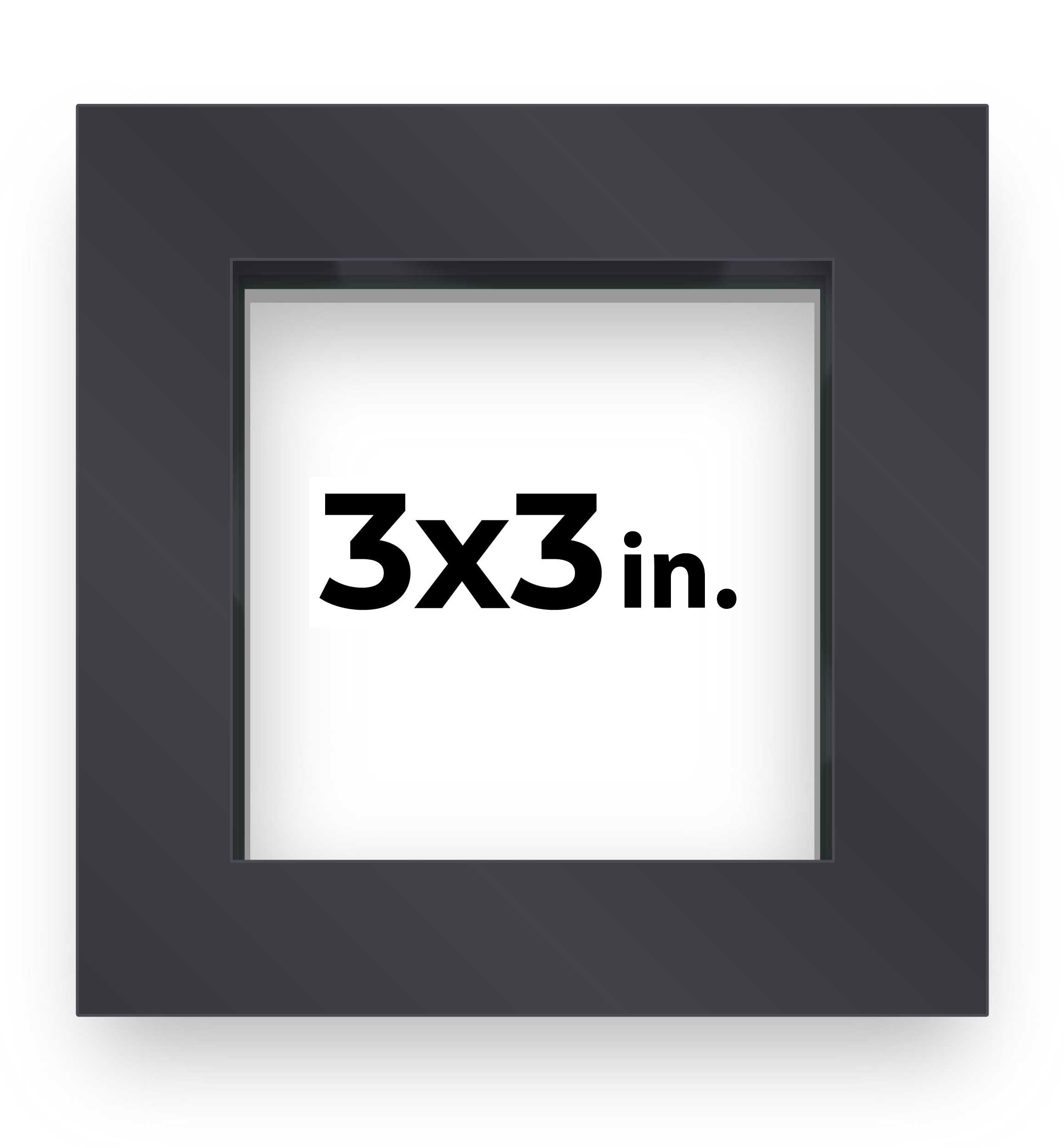 Photo 1 of 3x3 Inch Shadow Box Frame Contemporary Black Finish | 3/4" Depth of Usable Space | Vertical or Horizontal Display | Interior Size 3x3 Inch | UV Resistant Acrylic, Acid-Free Backing, Wall Hangers |