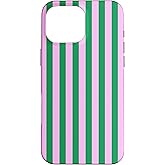 Green and Pink Stripes Geometric Vertical Lines Cute Pattern Case for iPhone 16 Pro Max