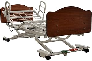 JOERNS HEALTHCARE Joerns Easycare Electric Adjustable Bed Frame Fixed Width and Roll-Any-Height with Traditional Style Panel in Spiced Cherry and Quarter Rail, E61P0913S_0SG42BQS