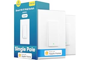 Meross Smart Light Switch Supports Apple Homekit, Siri, Alexa, Google Assistant & SmartThings, 2.4Ghz WiFi Light Switch, Neutral Wire Required, Single Pole, Remote Control Schedule, 2 Pack