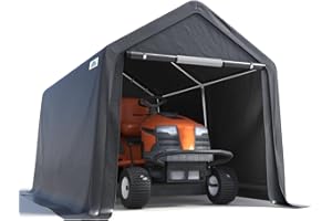 ADVANCE OUTDOOR 7x12 ft 2 Roll up Doors & Vents Outdoor Portable Storage Shelter Garage Tent Carport for Motorcycle ATV with Heavy Duty Metal Frame and Anti-UV Snow Resistant Waterproof Cover, Gray