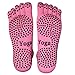 BLKWHT 4 Pairs Cotton Yoga Socks with Non Slip Grips Pilates Socks, Barre, Five fingers Full Toe Ankle High Breathable comfortable Stretchable ( Black Purple Pink Gray)
