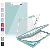 Sooez Clipboard with Storage, Heavy Duty Cleaview Clip Boards 8.5x11 with Dual Storage, Dry Erase Plastic Nursing Clipboard, High Capacity Clipboards Folder for Teacher Nurse, School & Office Supplies