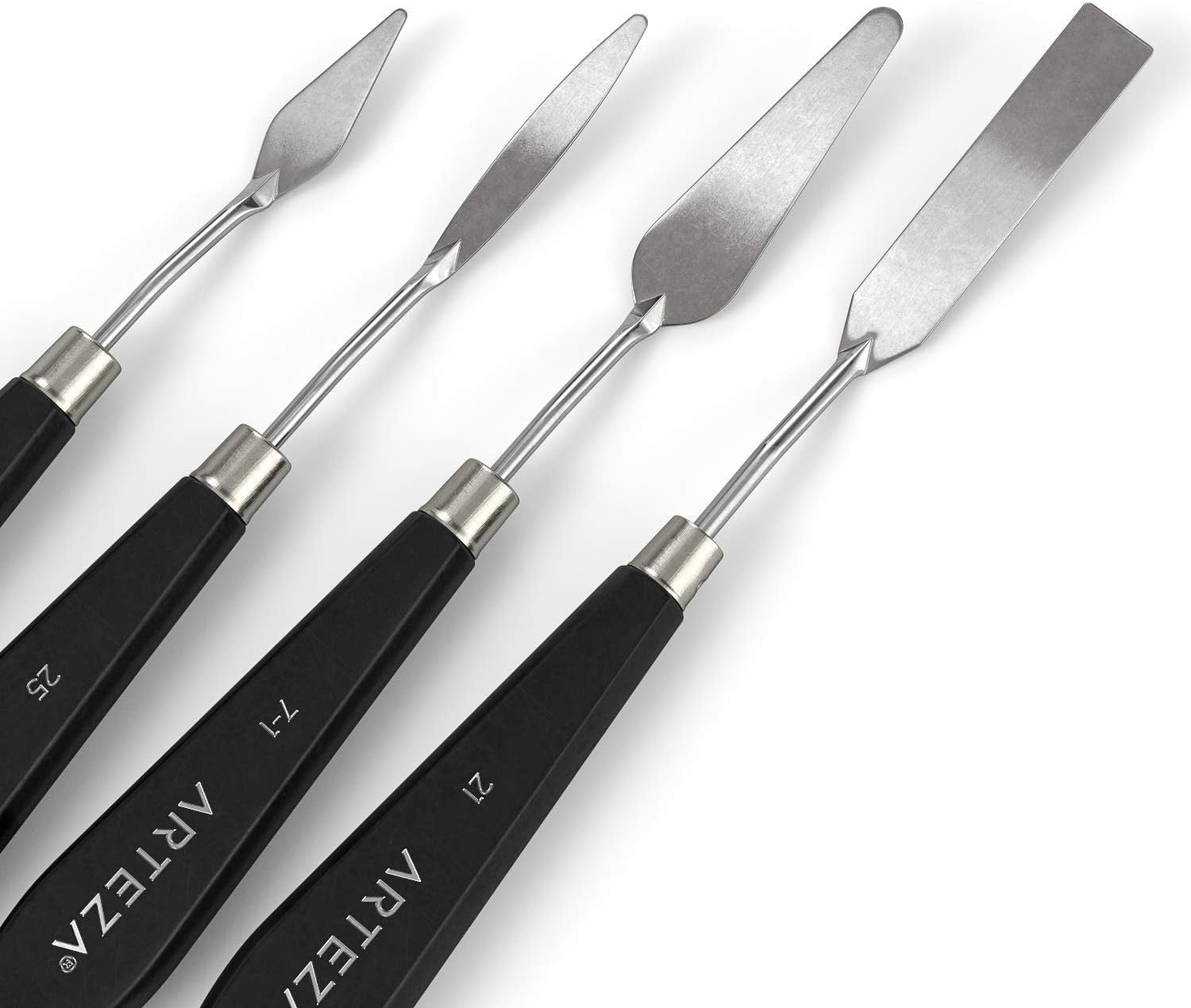 Arteza Palette Knives 8-Pack, Sizes No. 1, 25, 7, 15, 39, 23, 17, 21, Durable Stainless Steel Blade & Break-Resistant Wooden Handle, Art Supplies for Oil & Acrylic Painting