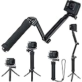 FitStill 3 Way Tripod for Go Pro Hero 13/12/11/10/9/8/7/6/5/4/3 Session MAX360 2025/MAX2,Insta 360 X4 Air/X5/X4/X3,Detachable