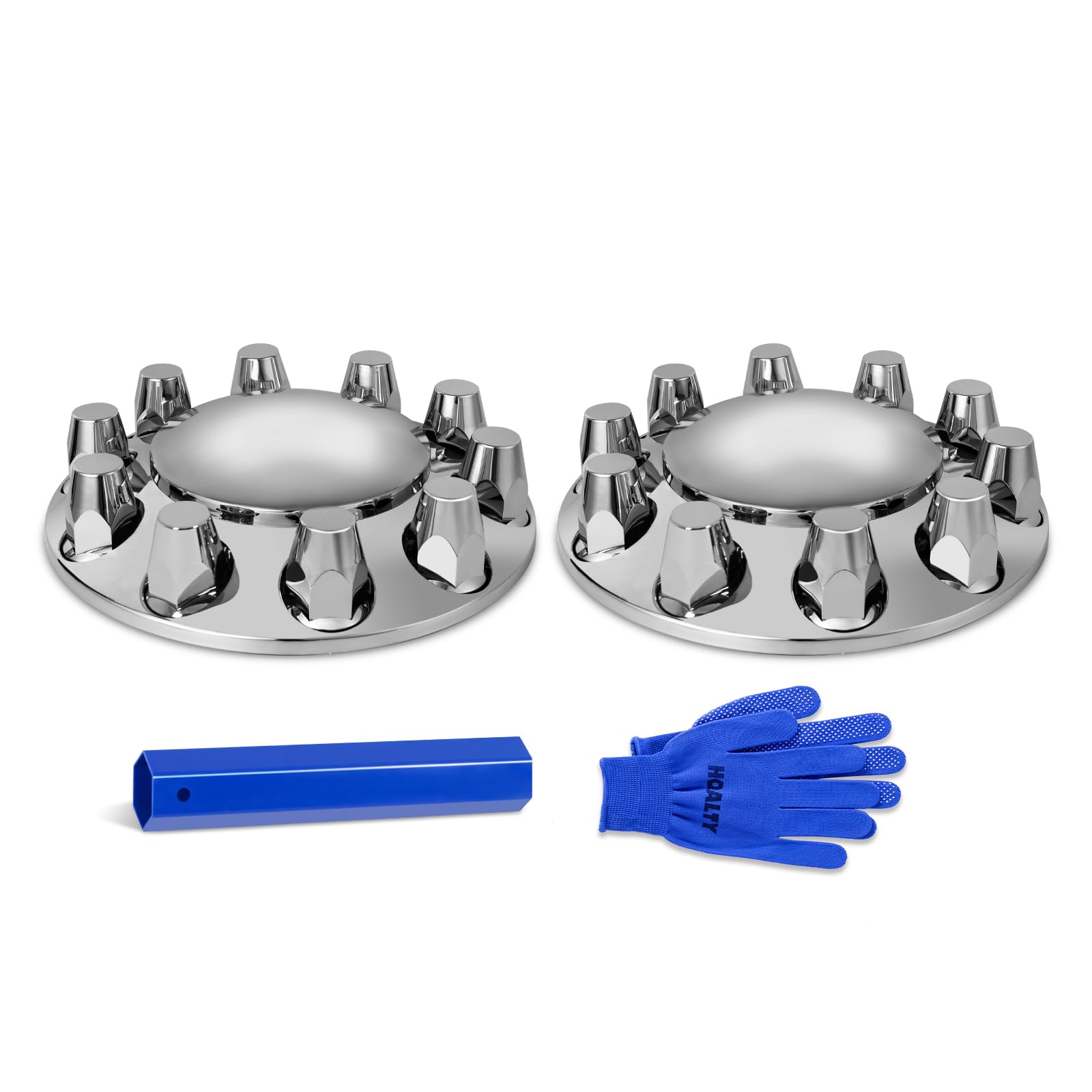 LABLT Chrome Rear Wheel Axle Hub Cover Kit - 33mm Nut Covers, Set Of 4, Semi ABS