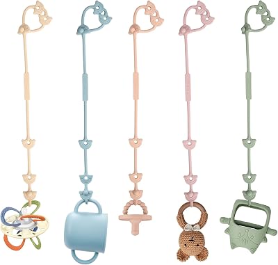 MumEZ 5 Pack Silicone Pacifier Clips Toy Safety Straps Stroller High Chair