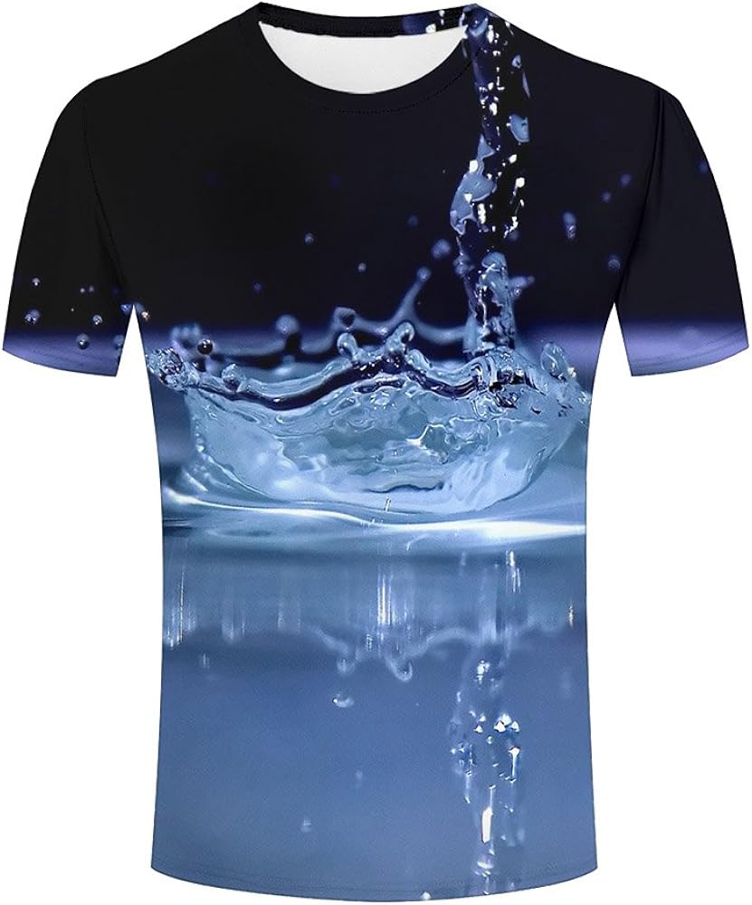 3D Print T Shirts Water Splash Graphics Men Women Couple Fashion Tees