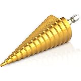 amoolo Titanium Step Drill Bit (15 Step), 3/16" to 1-1/4" (1.25 inch) High Speed Steel (HSS) 1/4" Hex Shank Unibit for Soft M