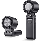 Lilampts Portable Handheld Turbo Fan with Cooling Plate, 1–100 Stepless Speeds Rechargeable Personal Mini Fan, Perfect Summer Gift for Office Camping Travel Outdoor(Black)