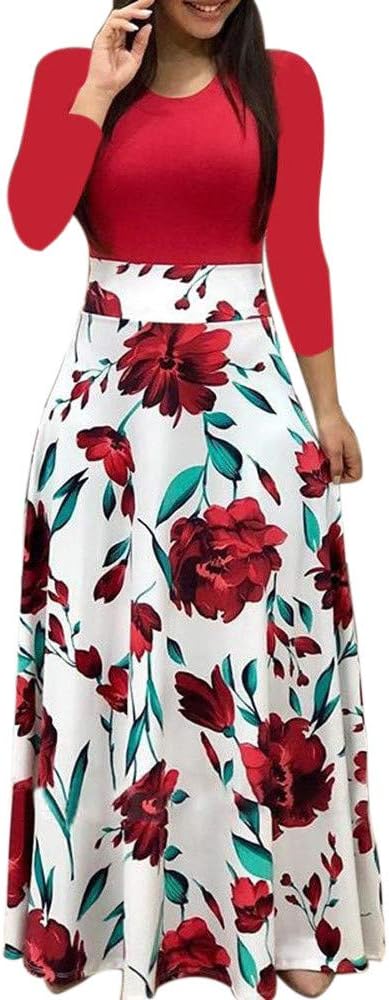 Weant Ladies Plaid Dress Long Sleeve Empire Waist Full Length Maxi Dress with Pockets for Ladies Teen Girls Womens Casual Swing Dress Evening Party Cocktail Prom Long Pullover Jumper Dress