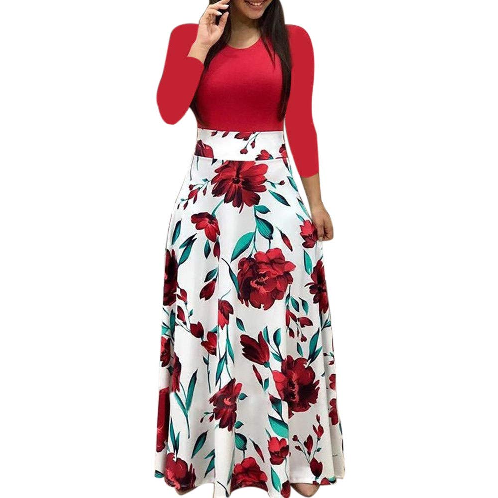 red floral casual dress