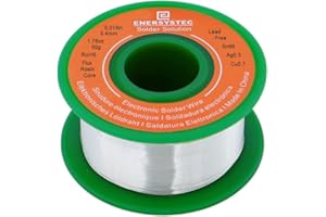 E ENERSYSTEC 0.4mm Solder Wire Extra Thin Gauge 0.015 inch Diameter Rosin Flux Core Lead-Free 1.76oz 50g Sn99 Ag0.3 Cu0.7 Electronics Soldering Fine Electrical Solder Flow Small Solder Tiny Electric Soldering