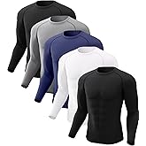 CL convallaria 4 or 5 Pack Mens Compression Shirt Workout Rash Guard Long Short Sleeve Undershirts for Athletic Gym Running