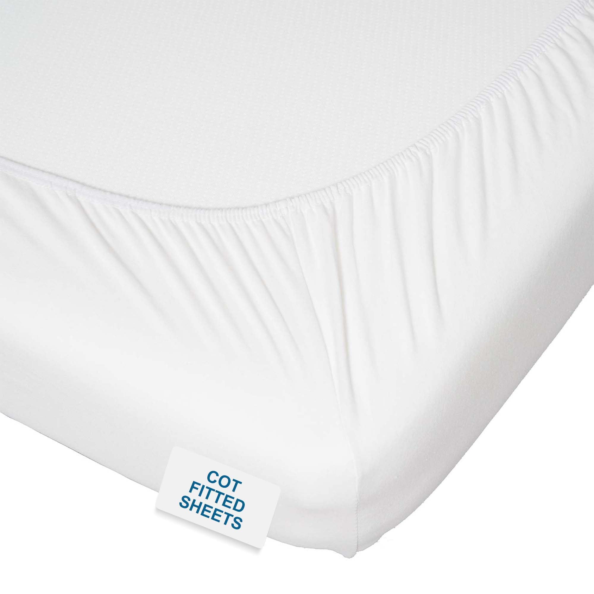 Cot Fitted Sheets Pack of 2-100% Cotton Jersey Bed Covers in White by Proheeder - Fitted Sheet 120 x 60 x 10 cm - Premium Quality Made in Portugal by Proheeder