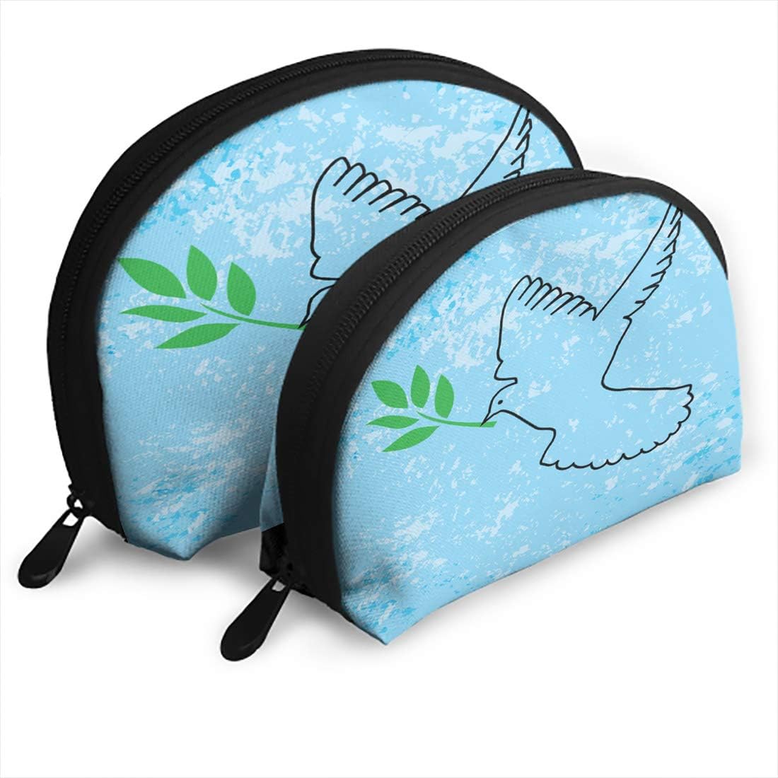 ArtSocket Portable Bags Clutch Pouch Dove Outline Olive Branch Hope Cosmetic Bag Purse Travel Storage Bag Shell Shape