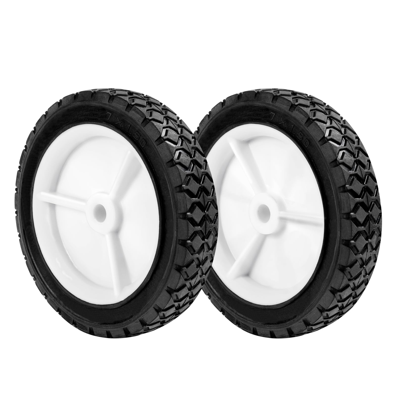 Photo 1 of SENZHAO 7 Inch Universal Plastic Wheels Tires, 9611, 72-107 Lawn mower Grill Wheel Replacement for Radio Flyer Wagon, BBQ Grill, Hand Truck, and Lawn Sprayer, 2 Pack