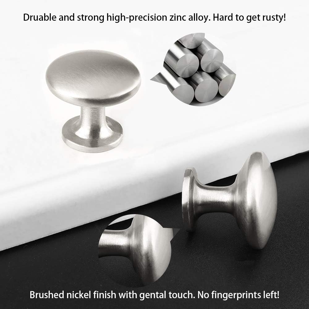 LONTAN 5 Pack Brushed Nickel Door Knobs Drawer Knobs for Kitchen Door Cabinet Pulls Zinc Alloy Kitchen Cupboard Furniture - Image 5