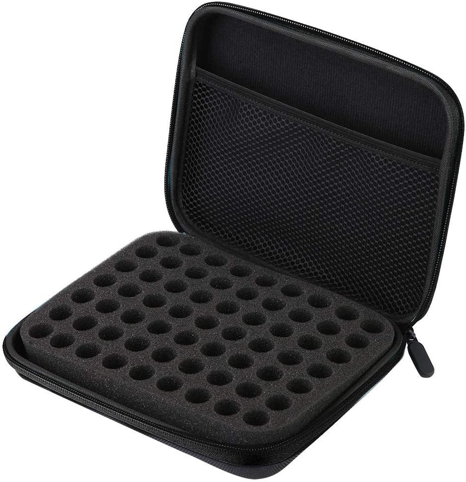 Wifehelper 63 Slots Portable Aromatherapy Essential Oil Storage Bag Case Box Organizer Holder Traveling EVA Carrying(Black)