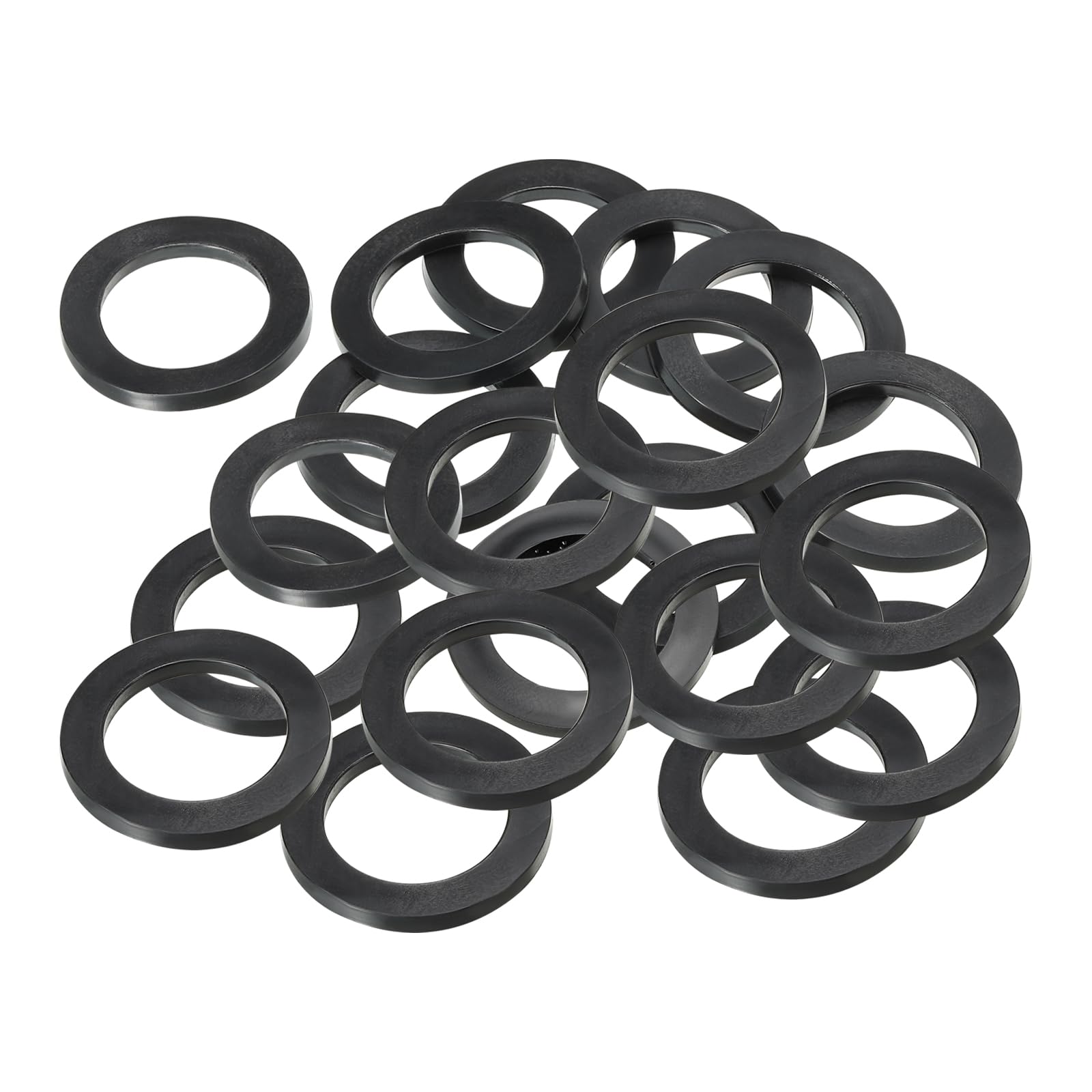 PATIKIL M30 Rubber Flat Washer, 20 Pack 30mm ID 39mm OD 3mm Thick Sealing Spacer Gasket Ring for Faucet Pipe Water Hose Fastener Bolt, Black