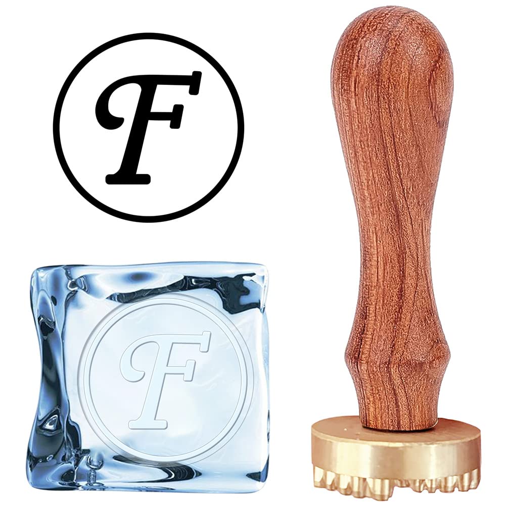 CRASPIRE Ice Stamp Letter F With Removable Brass Head & Wood Handle - Vintage 1.1" Branding for Cubes, Cocktails, Whiskey, Mojito Drinks - Bar Making and DIY Crafting