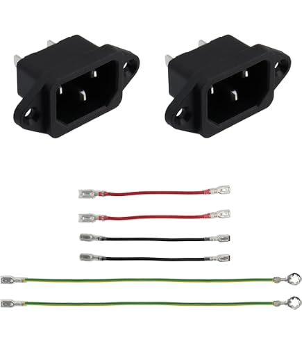 Uxcell IEC C14 Power Socket – Panel Mount 10A 250V AC Inlet Plug Connector, Straight Pins (Pack Of 10)