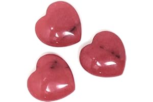Innovative Surface Art Red Jade Stone Heart with Dark Imperfections - Set of 3 - Decorative Set - Valentines - Love - Some Slight Divots - Fun Pocket Stones - Gifts - Party - Wedding (25mm)