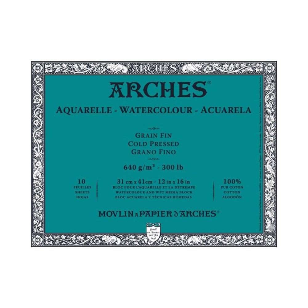 ARCHES 1795067 Watercolour Block, Wood, white, 41 x 31 x 1 cm