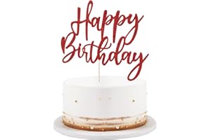 LVEUD glitter Happy Birthday Cake Topper, Happy Birthday Cake Decoration Suitable For Party Decoration For Anniversary/Birthday (red)