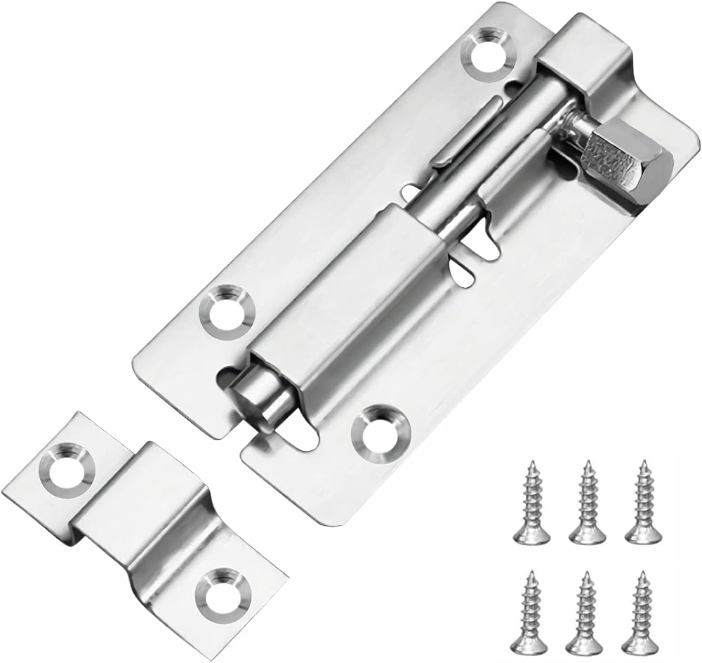 JelKen 3 Inch Door Lock Bolts 304 Stainless Steel Latch with Screws Bathroom