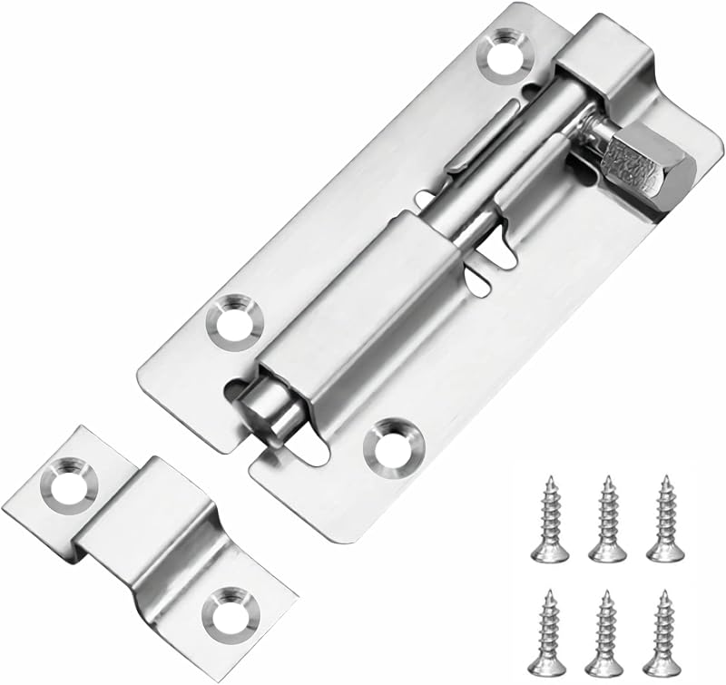 JelKen 3 Inch Door Lock Bolts 304 Stainless Steel Latch with Screws Bathroom