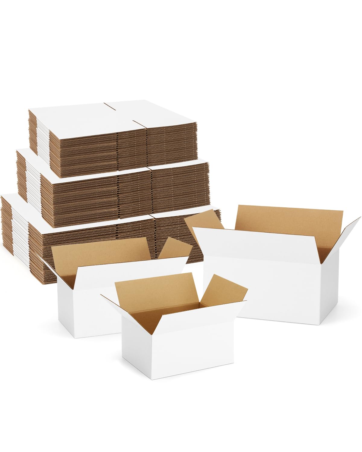 Photo 1 of Poever Assorted-Sizes-Shipping-Boxes-45-Pack: 8x6x4 & 9x6x4 & 10x7x5 Small-Shipping-Boxes-Mailers, White Corrugated-Cardboard-Boxes-for-Packing-Small-Business Mailing