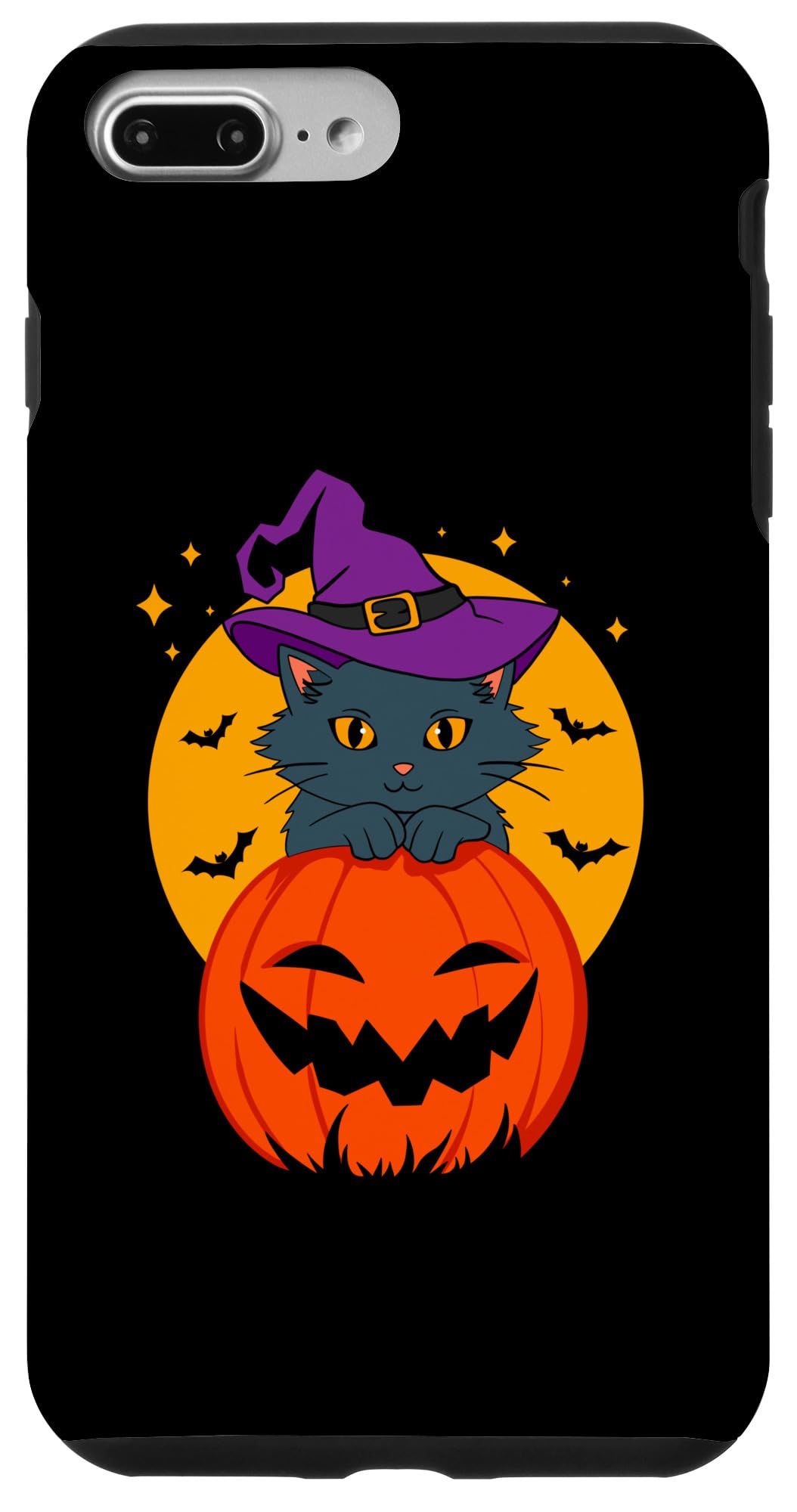 iPhone 7 Plus/8 Plus Black Witch Cat Pumpkin Halloween Case