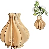 vesaneae Wooden Vase for Lego Flowers, 3D Wooden Puzzle Vase for Flower Bouquet, Flower Display Stand for Lego Roses Tulips S