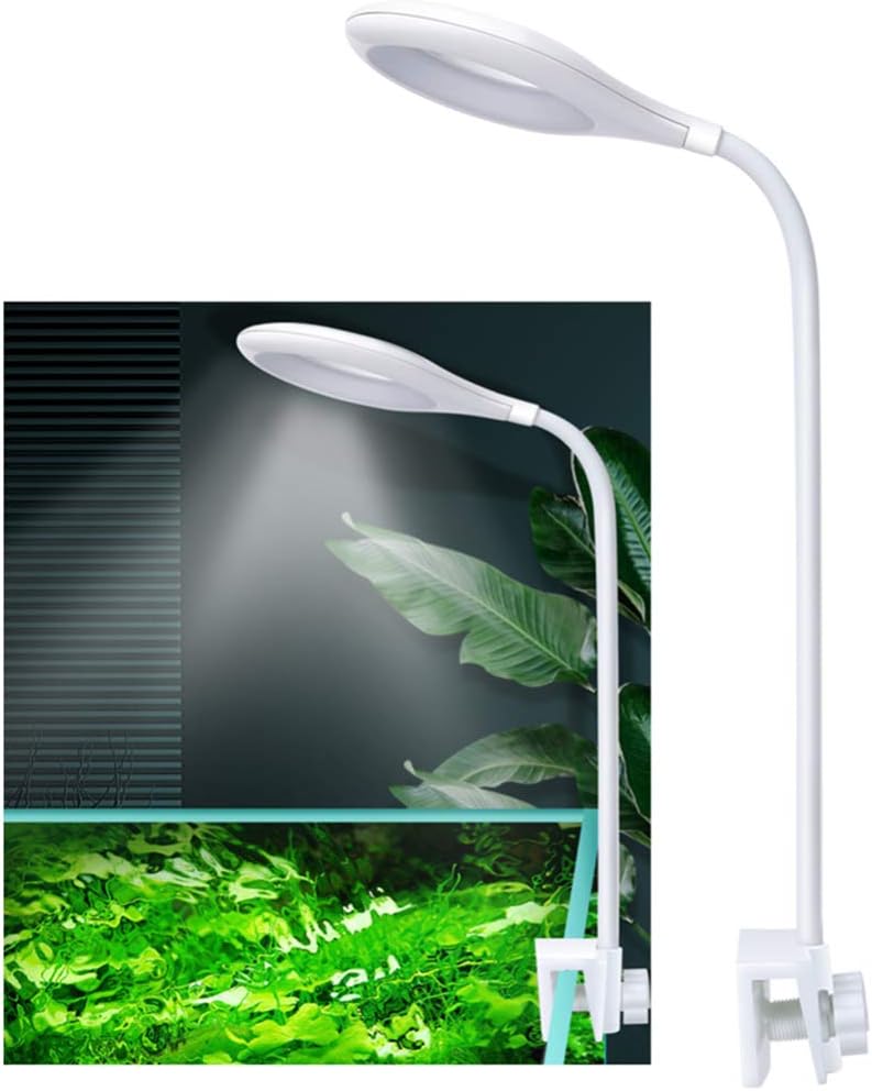 Aquarium Led Clip Lamp Light Full Spectrum Blue White Nano Fish Tank Light for Planted Saltwater Freshwater Fish Tank with Gooseneck Clamp