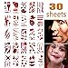 Halloween Face Fake Scar Tattoos,30 Sheet Halloween Zombie Makeup Kit Decoration for Kids,Vampire Bite Wounds Cuts Waterproof Fake Blood Tattoo for Party Supplies Cosplay Props