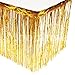 Moohome Foil Fringe Gold Table Skirt 9ft. x 29inch Tinsel Party Table Skirt 108