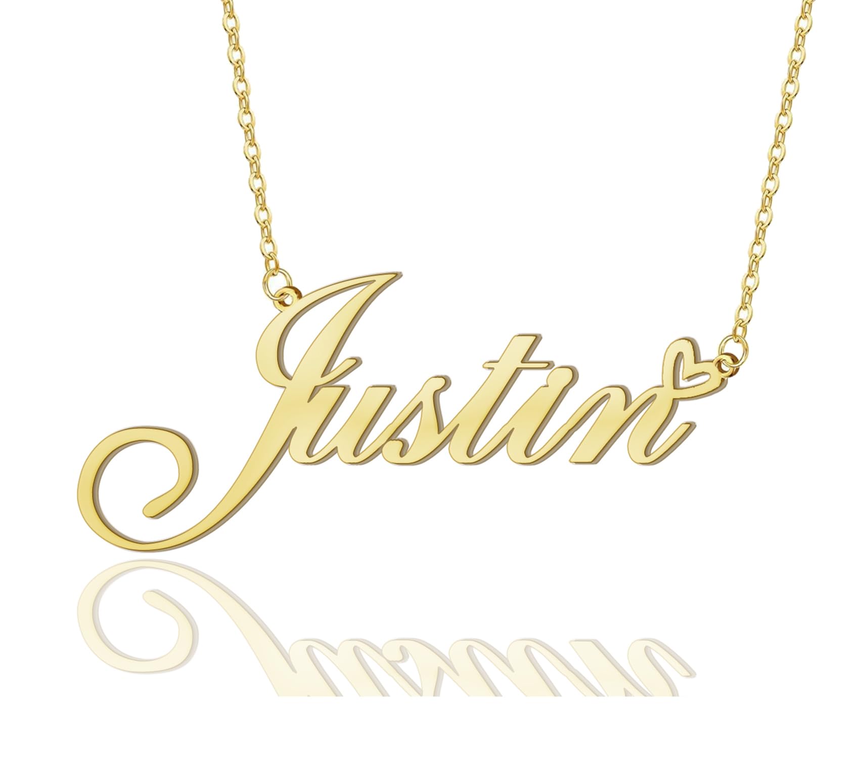 Justin Heart Name Necklace 18k Gold Plated