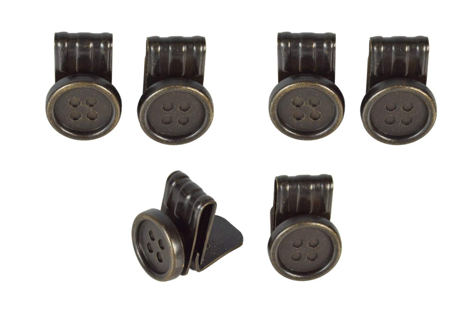 6 Pack of Clip On Buttons for Braces in Presentation Box - Brass, One Size — image 1