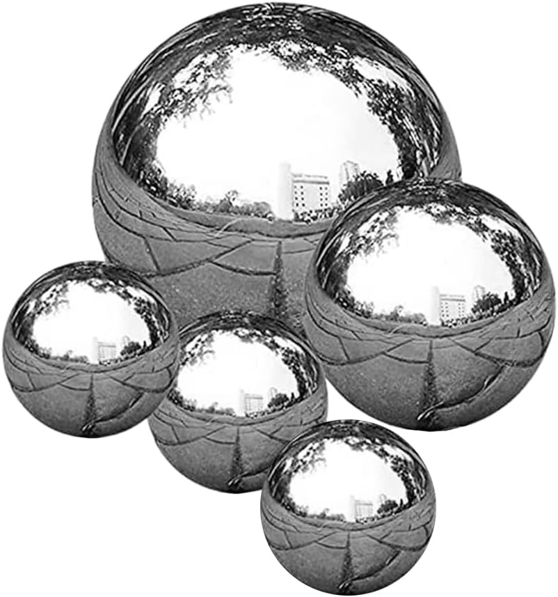 Operitacx 6" Mirror Polished Stainless Steel Sphere Garden Ornament
