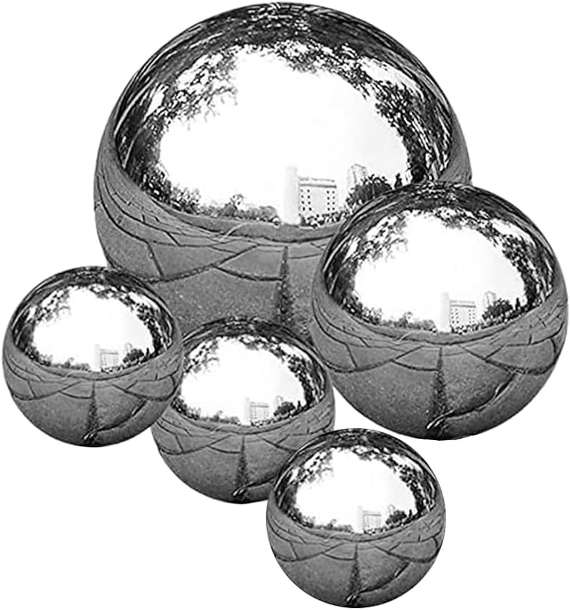 Operitacx 6" Mirror Polished Stainless Steel Sphere Garden Ornament