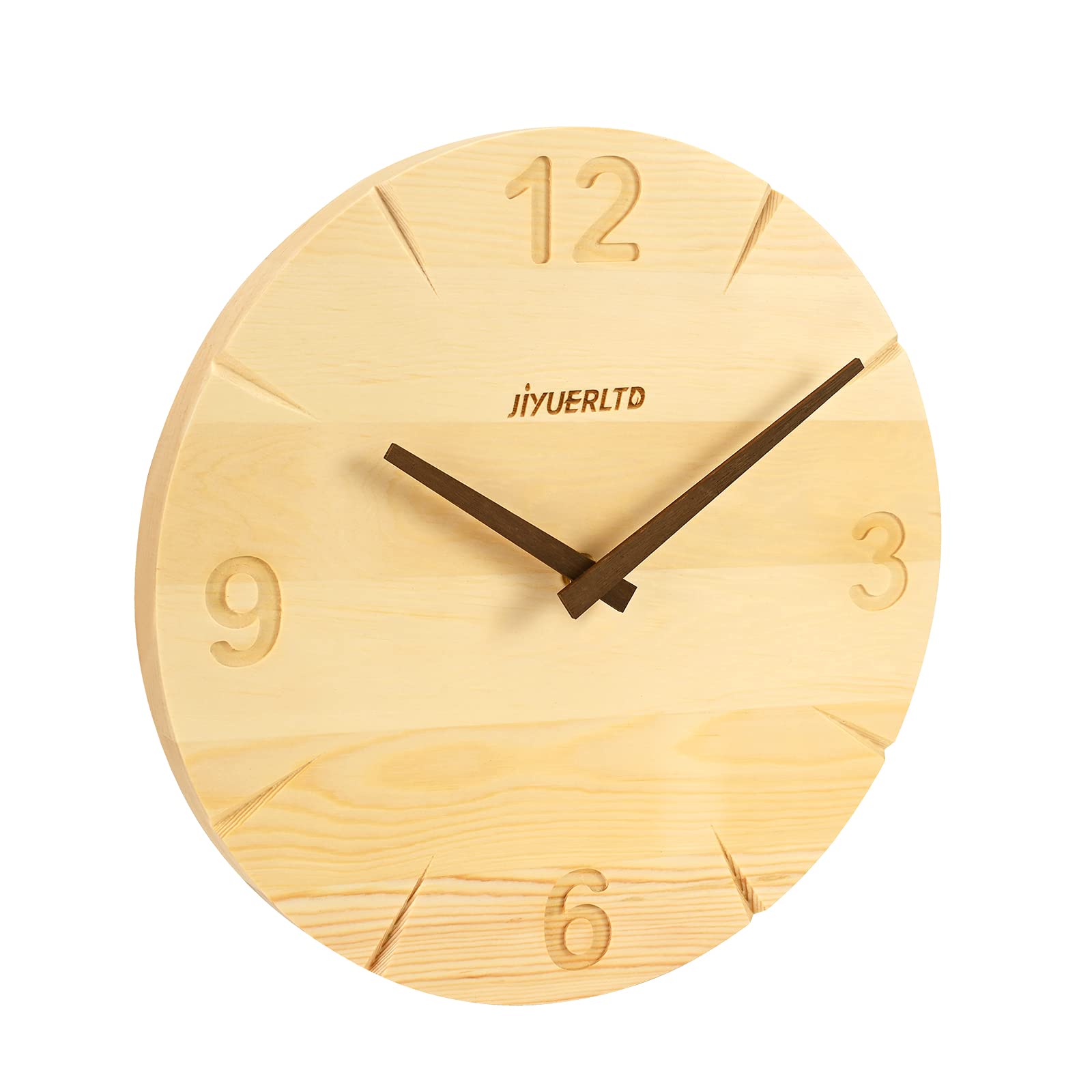 JIYUERLTD Wooden Wall Clock, Silent Modern Clock, Handcrafted Décor for Bedroom, Living Room, Kitchen, Office and Hotel(classic 30cm)